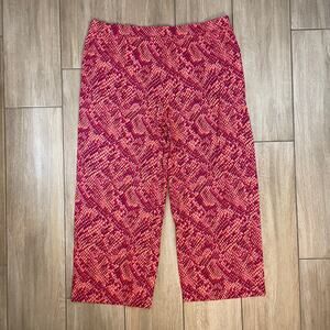 D&Co Beach Pants Womens 2X Pink Orange Printed Wide Leg Pull On